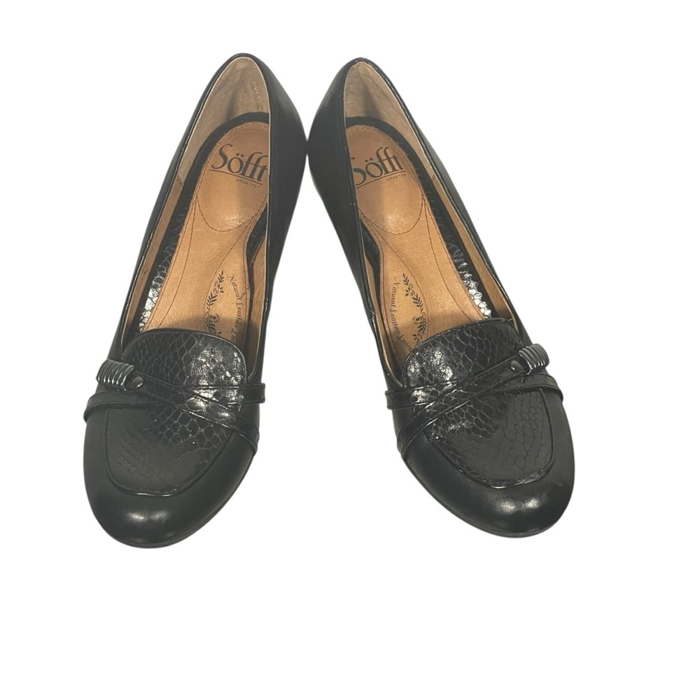Sofft Cushion Black Leather Slip On Pump Heel Shoe 
1100501 Sz 8M